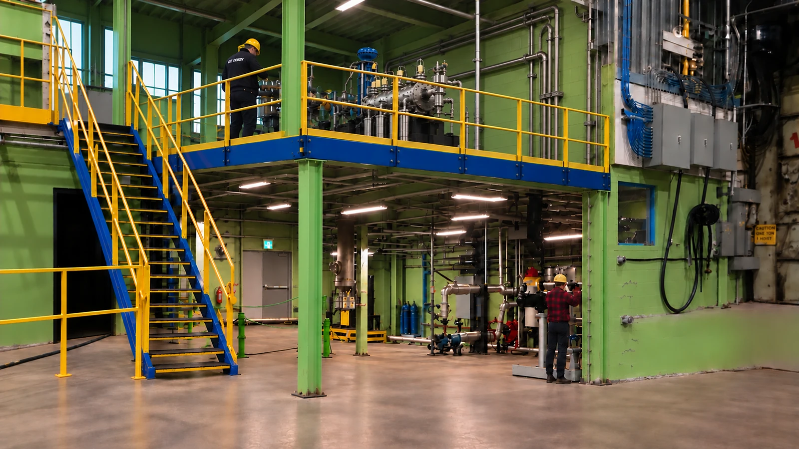 Reactor equipment and workers inside GH Power's Hamilton facility