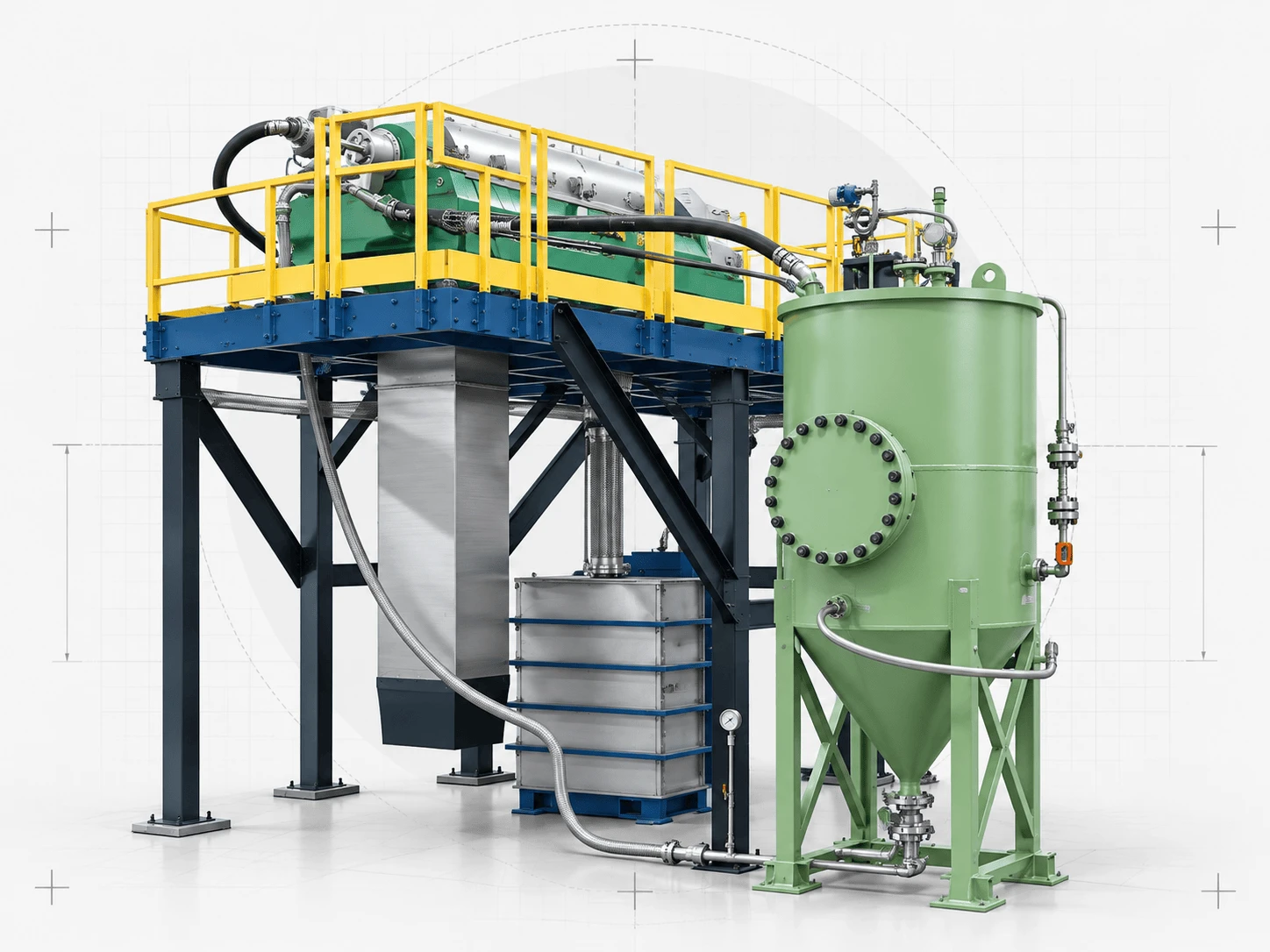 GH Power alumina polishing line with processing equipment and collection vessel