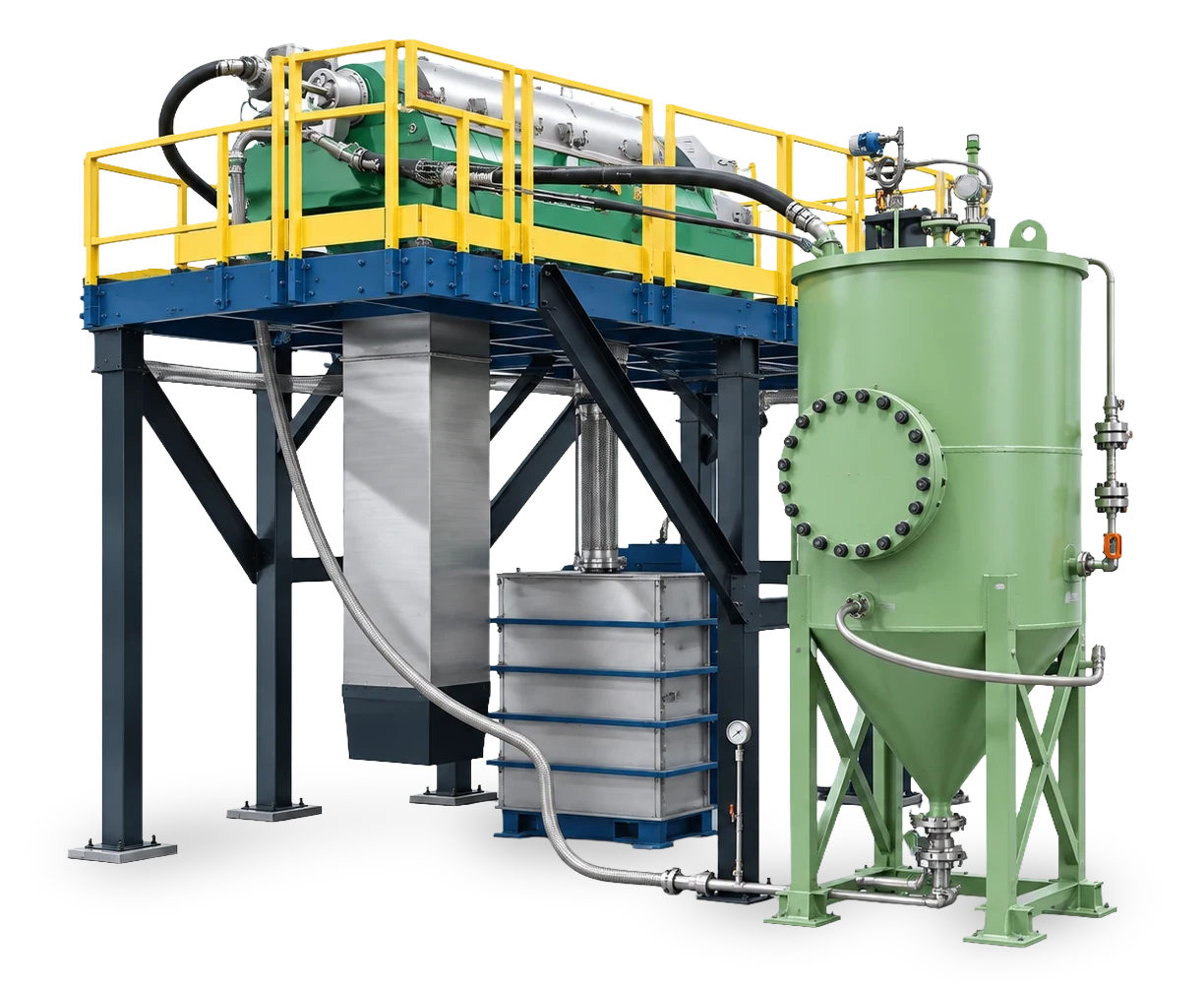 GH Power alumina polishing line with separation equipment and collection vessel